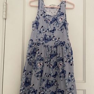 H&M  Blue n White Stripe w/ Butterflies Dress